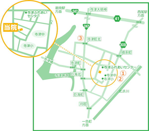 寺津中学校 正門より西へすぐ